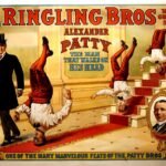 Alexander Patty walking on head at Ringling Bros Circus early 1900s
