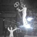 Angel Bojilov Sr and Liliana combination juggling trick on slackwire publicity photo 02