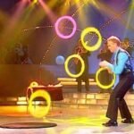 George Solveno juggles five Jumpy Rings on television