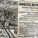 man cycles down steps at Lagoon Park newspaper story